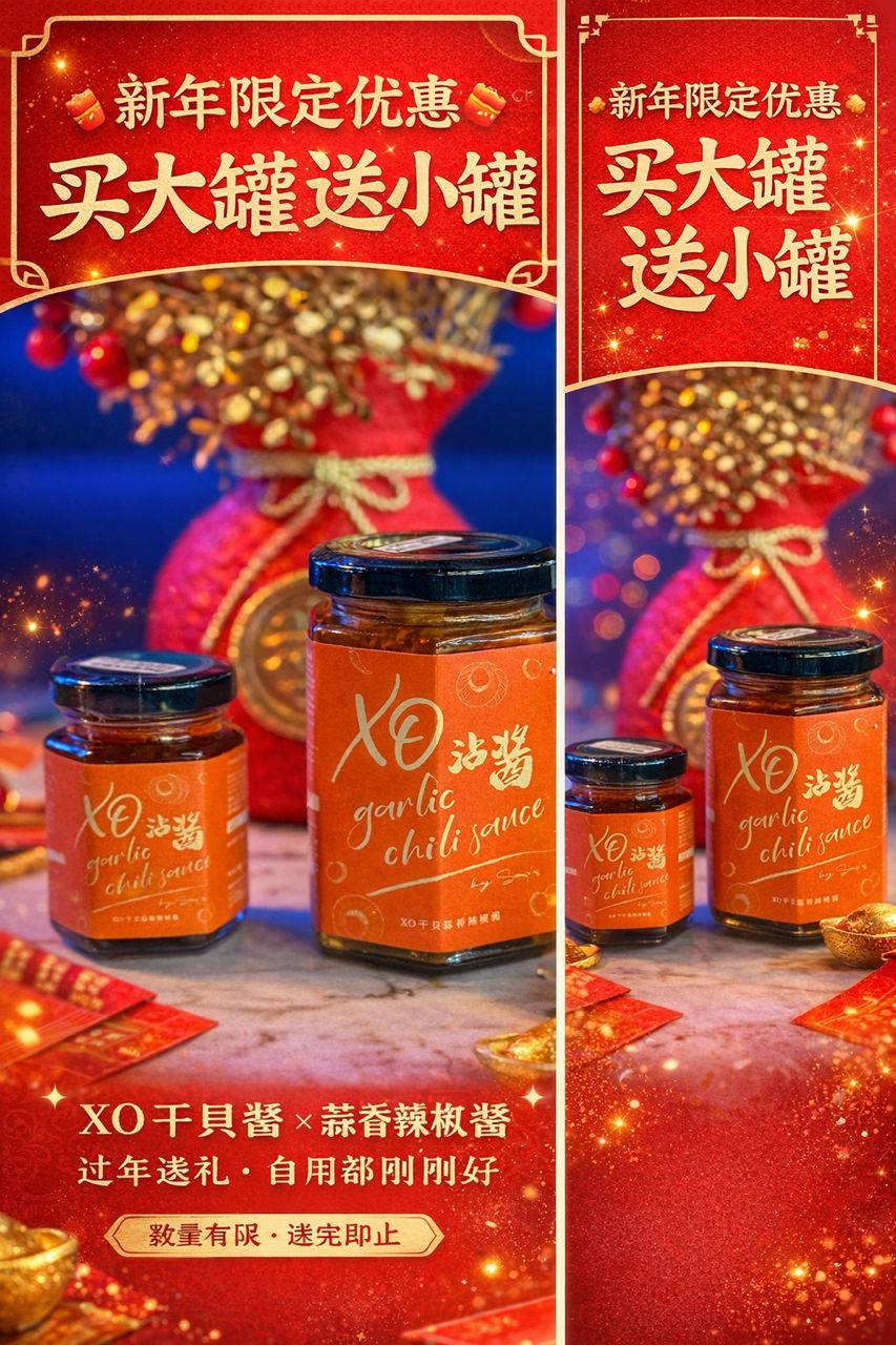 Samps Xo Garlic Chili Sauce
高级XO沾酱 （新年优惠买一送一罐80gm xo garlic chili sauce )