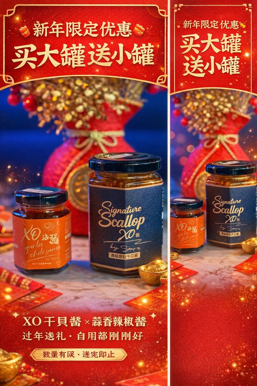 SAMPS' SIGNATURE SCALLOP Xo 高级XO干贝粒 （买一送一罐80gm Xo garlic chili sauce )